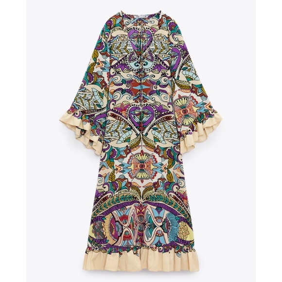 Zara Printed Midi Dress Size Medium - Picture 7 of 11